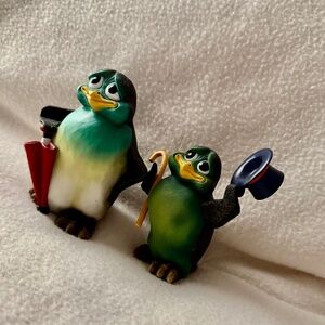 **RARE**  Party Green Penguins S1 Pierre & S2 Polite VINTAGE Figurine Figure